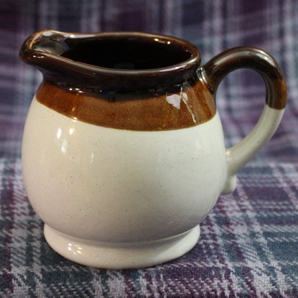 Vintage Brown Stripe Ceramic Pitcher Creamer - Picture 2 of 8
